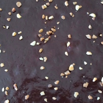 Tarte au chocolat (de Christelle Brua) et poires